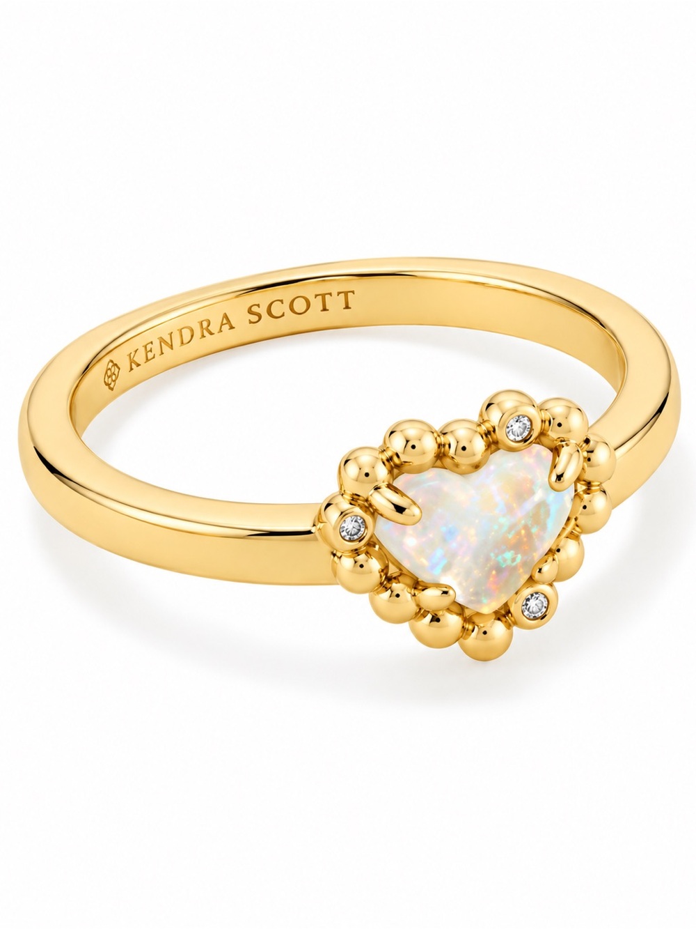 Kendra Scott Anna Framed Band Ring - White/Gold. Size 7